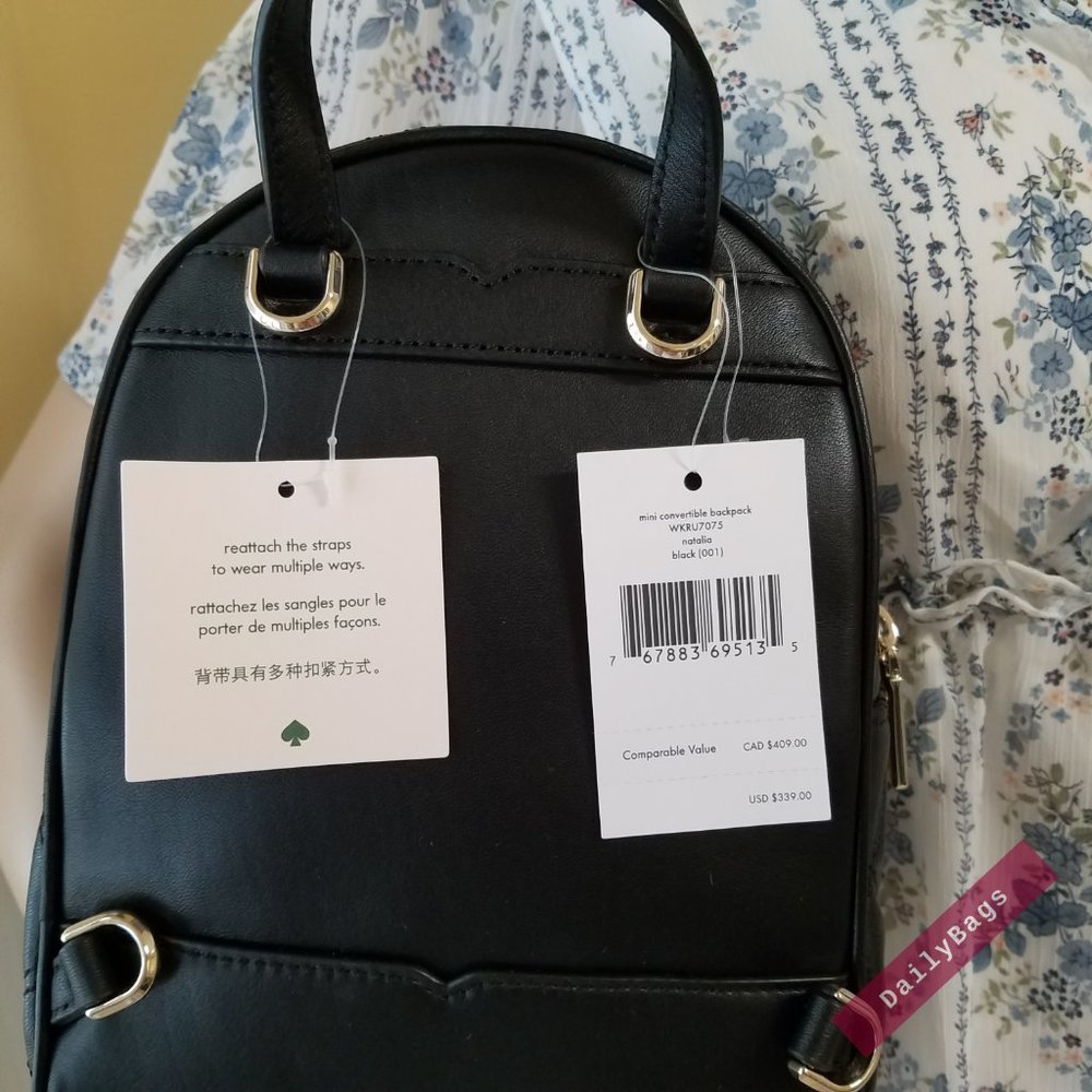BLACK MINI CONVERTIBLE BACKPACK KATE SPADE LEATHER - Picture 14 of 15